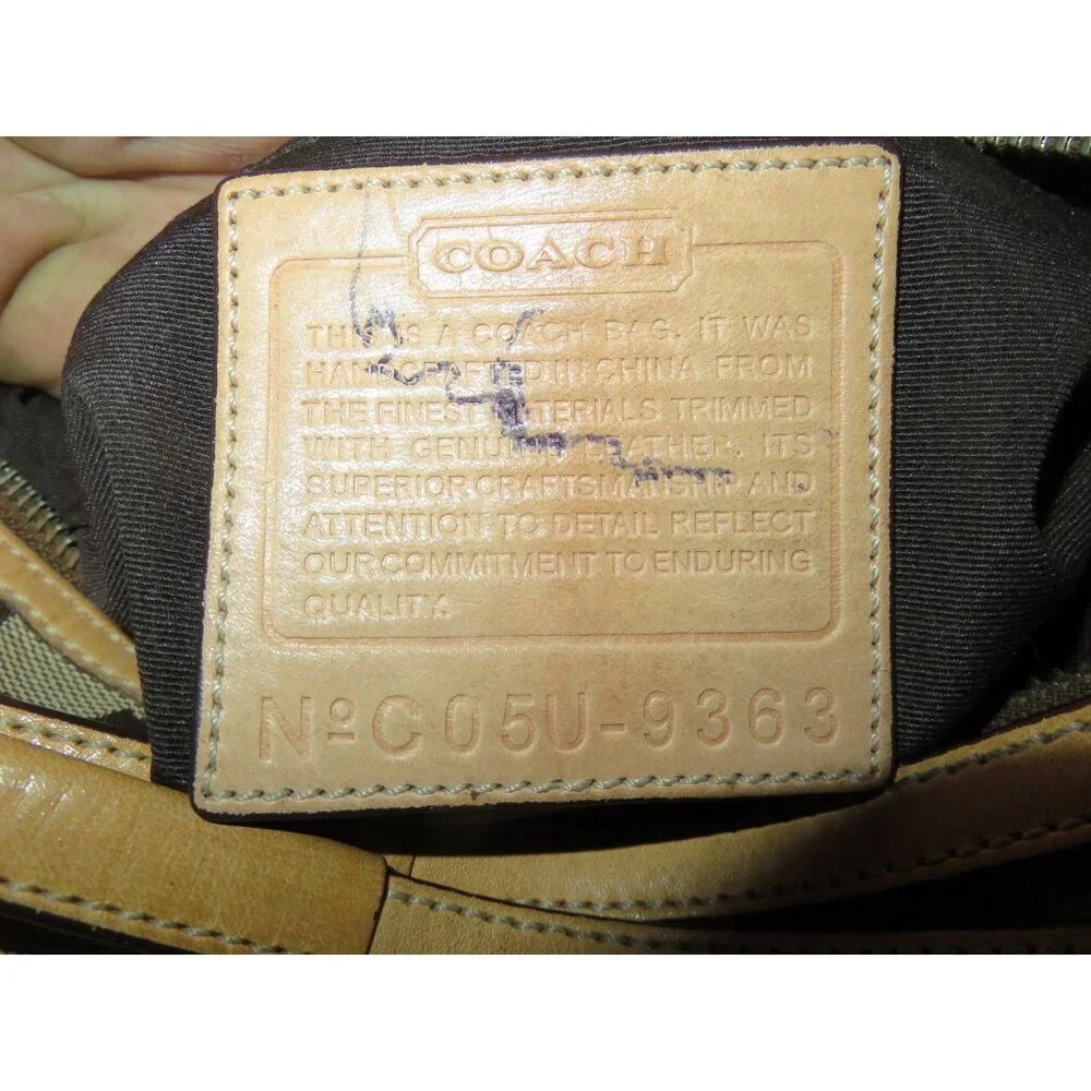 Coach 2005 Y2K Signature Khaki Canvas & Vachetta Leather East West Demi Baguette